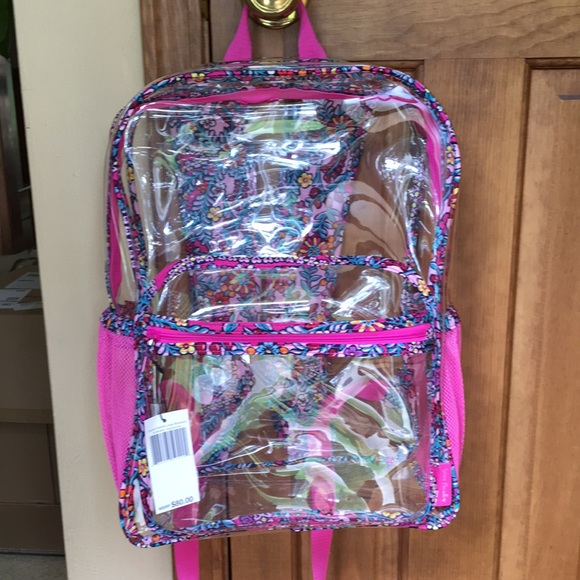 Vera Bradley clear backpack large Kaleidoscope pink clearly colorful NWT - Picture 7 of 7